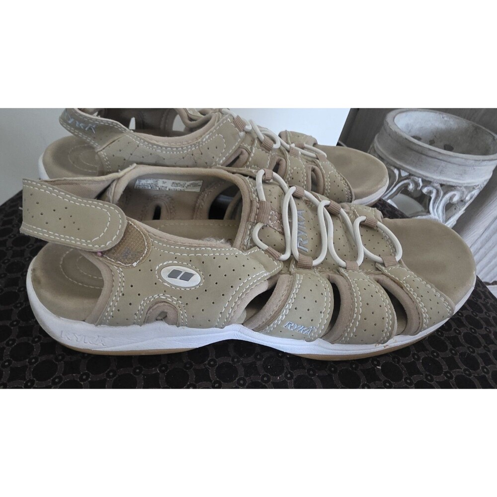 RYKA Women's Grotto BEIGE Open-Toe Sport ADJUSTABLE Slingback Sandals Size 9 GuC